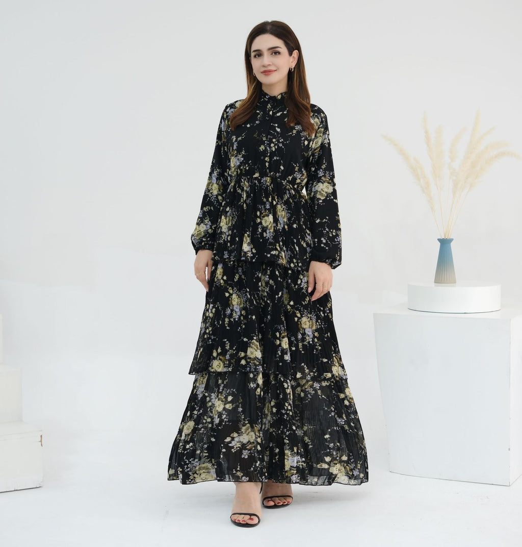 Printed Dress Abaya with Hijab