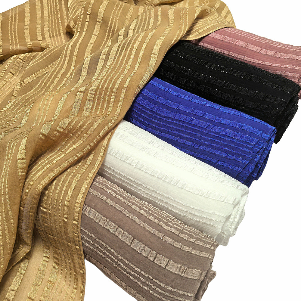 Silver Thread Crinkle Hijab Scarf