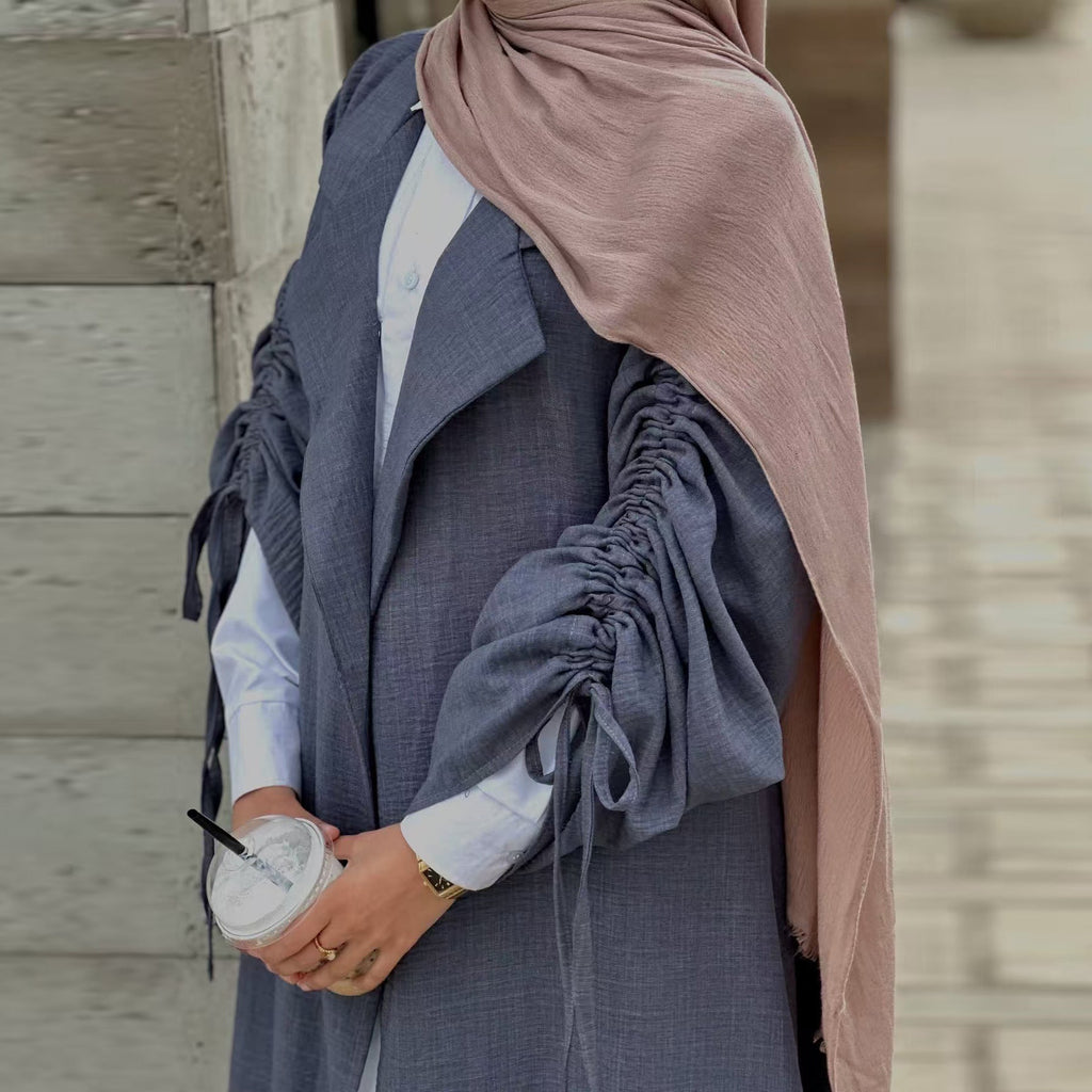 Fashionable Blazer Collar Cardigan Abaya