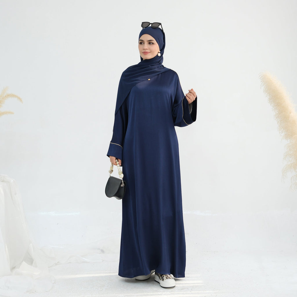 Wrinkle Satin Abaya Dress