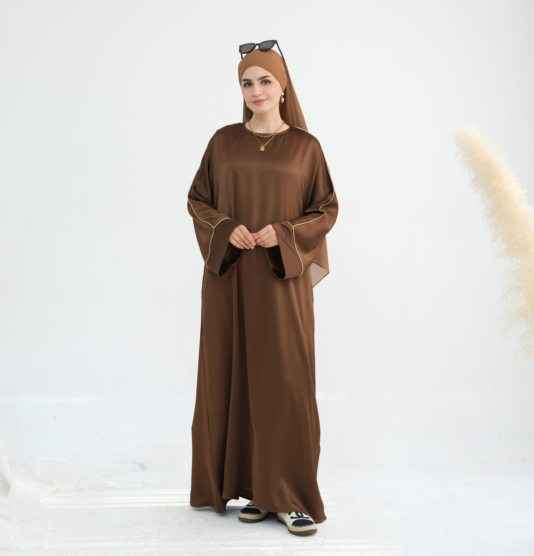 Wrinkle Satin Abaya Dress