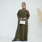 2 Pcs Embroidered Floral Abaya