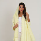 Pastel Bloom Embroidered Yellow Abaya with Hijab