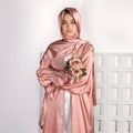 Satin Open Abaya With Belt