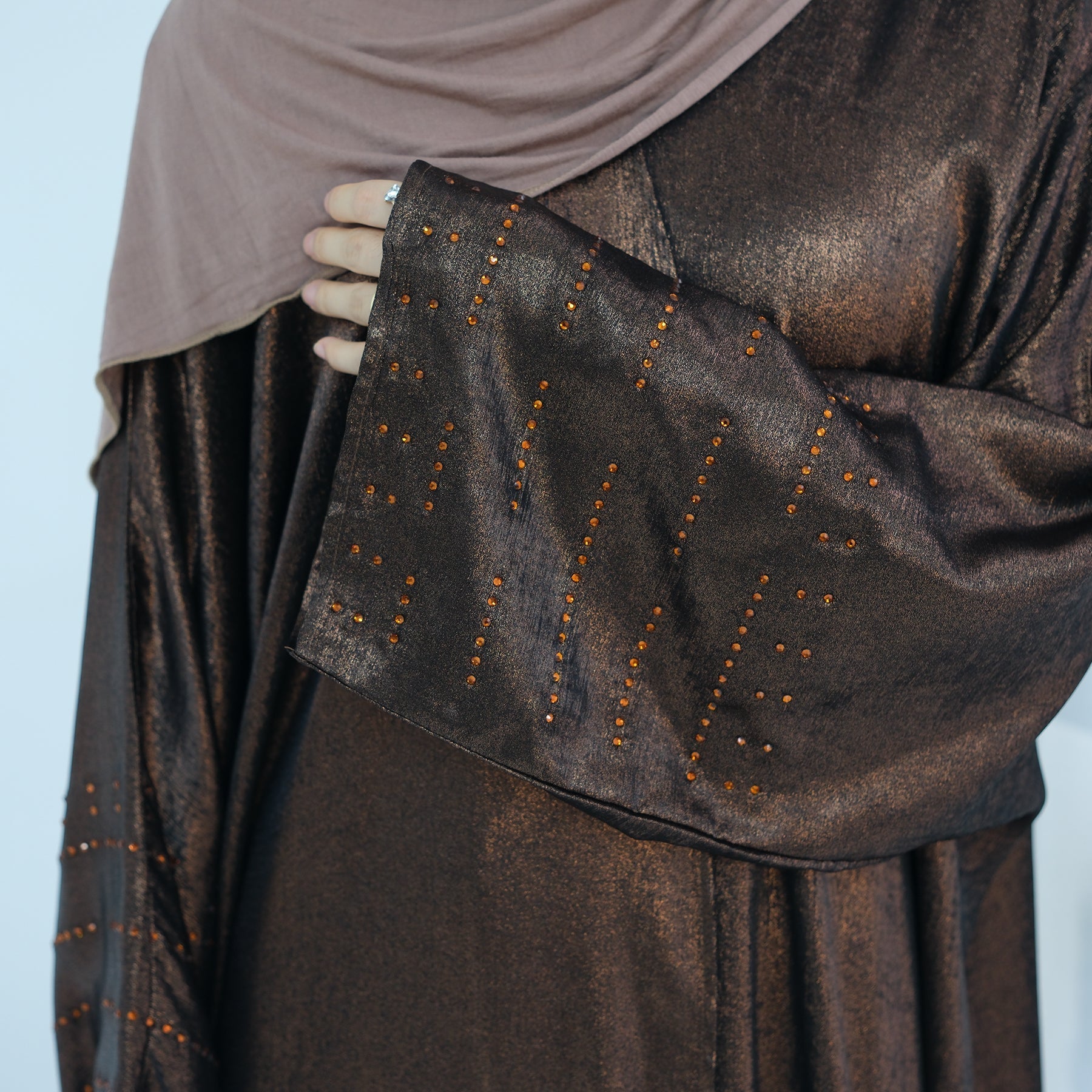 Bead Embellished Open Abaya